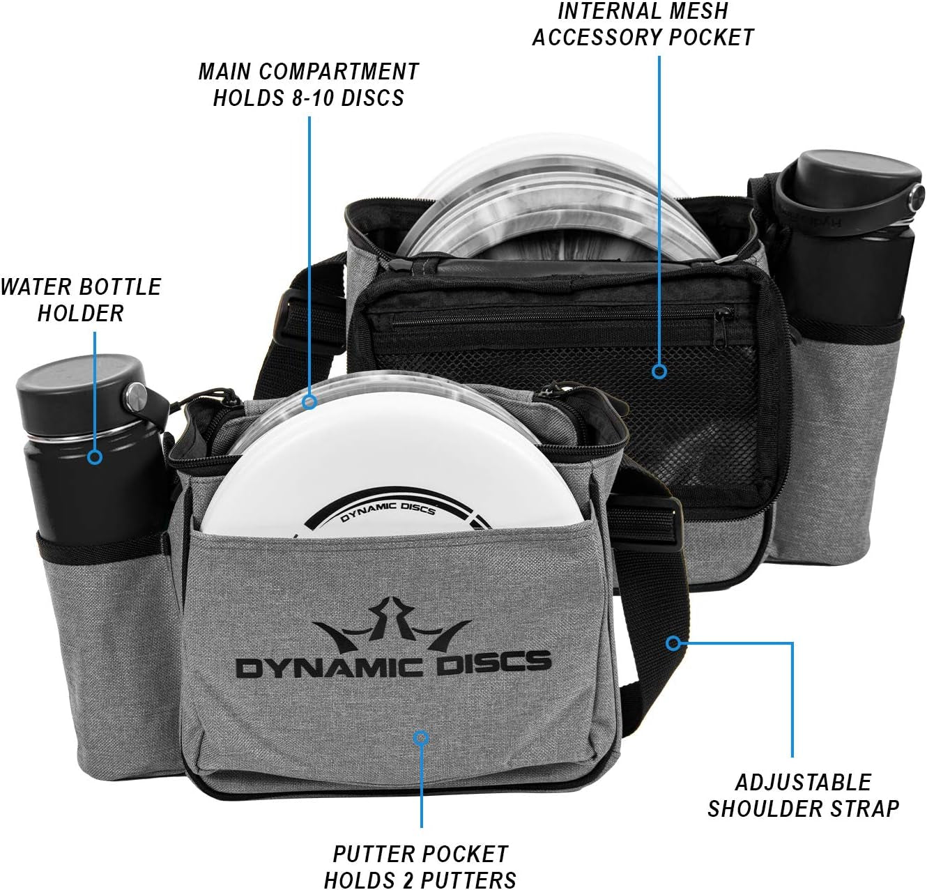 Dynamic Discs Cadet Disc Golf Shoulder Bag | Small Disc Golf Bag, 10-12+ Discs Capacity | Great for Beginners | Lightweight & Durable | Sling over Shoulder to Carry Easily
