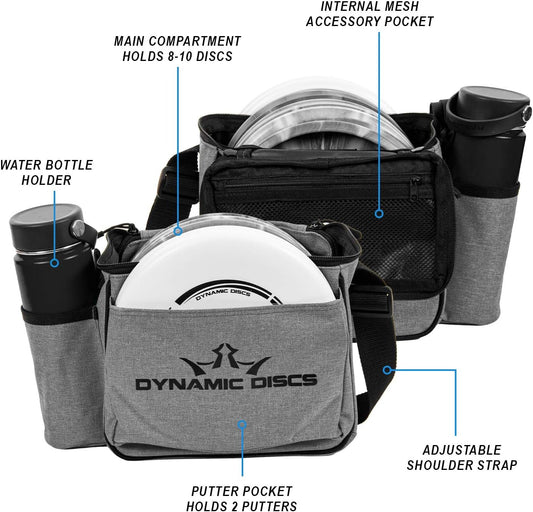 Dynamic Discs Cadet Disc Golf Shoulder Bag | Small Disc Golf Bag, 10-12+ Discs Capacity | Great for Beginners | Lightweight & Durable | Sling over Shoulder to Carry Easily